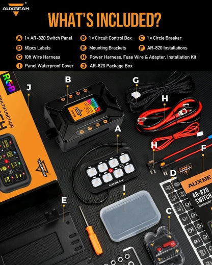 AUXBEAM AR-820 8 Gangs RGB Switch Panel bluetooth Mobile APP Control Memory Function DIY LEDs Electronic On-Off Control Panel