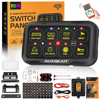 AUXBEAM AR-820 8 Gangs RGB Switch Panel bluetooth Mobile APP Control Memory Function DIY LEDs Electronic On-Off Control Panel