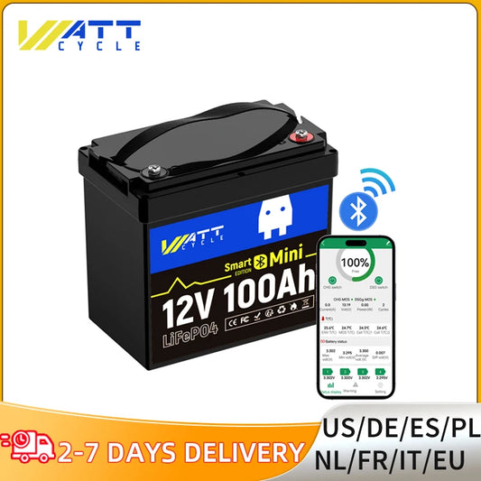 Wattcycle 12V 100Ah LiFePO4 Lithium Battery with Bluetooth