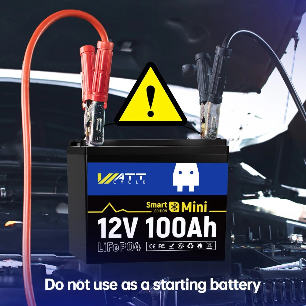 Wattcycle 12V 100Ah LiFePO4 Lithium Battery with Bluetooth