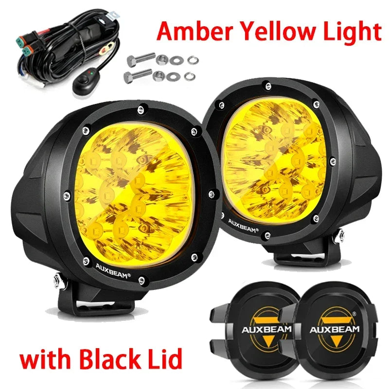 AUXBEAM 4 Inch Led Work Light Amber/White Spot Beam Light for Truck Pickup Offroad