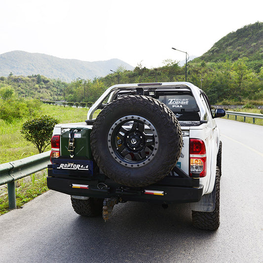 REAR SQUARED BUMPER WITH TYRE AND JERRY CAN CARRIER TOYOTA HILUX